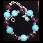 Amazonite, Amethyst and Clear Quartz Bracelet