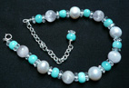 Amazonite, Kunzite and Pearl Bracelet 