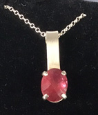 Satin Silver Pendant with Faceted Rubellite
